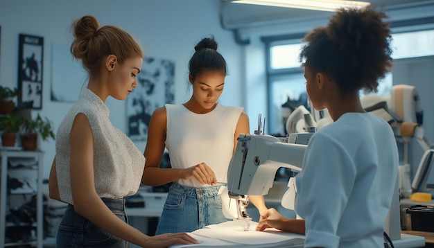 Zespół pracujący nad haftem